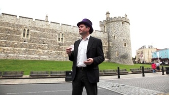 Man with hat outside Windsor castle