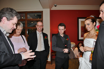 Wedding reception with magician